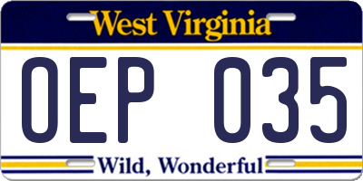 WV license plate OEP035