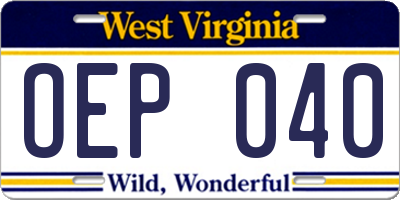 WV license plate OEP040