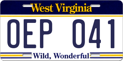 WV license plate OEP041
