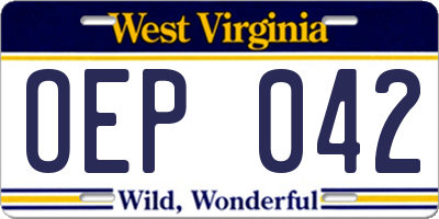 WV license plate OEP042