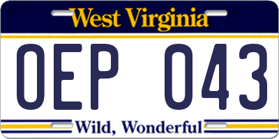 WV license plate OEP043