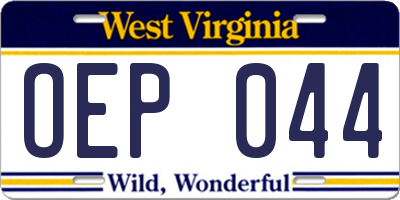 WV license plate OEP044
