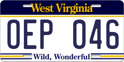 WV license plate OEP046