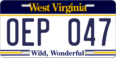 WV license plate OEP047