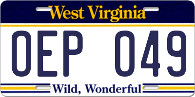 WV license plate OEP049