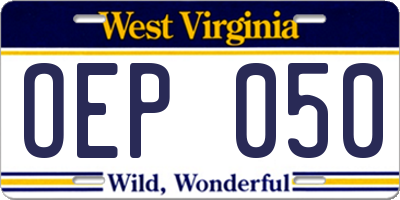WV license plate OEP050