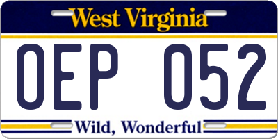 WV license plate OEP052