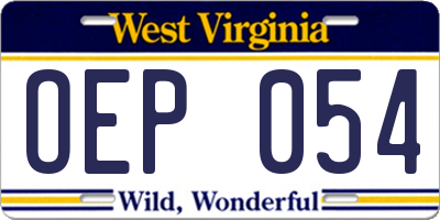 WV license plate OEP054