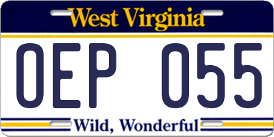 WV license plate OEP055