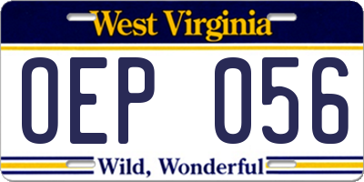 WV license plate OEP056