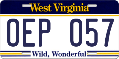 WV license plate OEP057