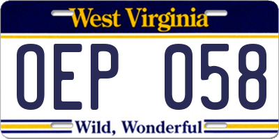 WV license plate OEP058