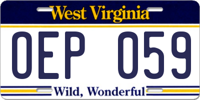 WV license plate OEP059