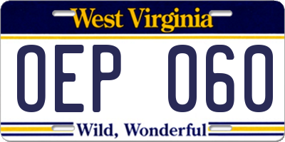 WV license plate OEP060