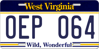 WV license plate OEP064