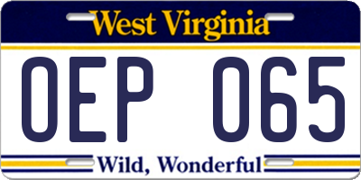 WV license plate OEP065
