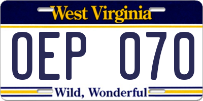 WV license plate OEP070