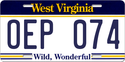 WV license plate OEP074