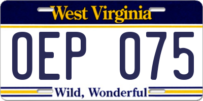 WV license plate OEP075