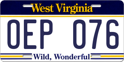 WV license plate OEP076