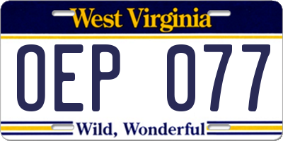 WV license plate OEP077