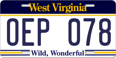 WV license plate OEP078