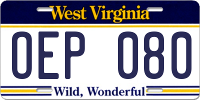 WV license plate OEP080