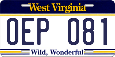 WV license plate OEP081
