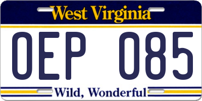 WV license plate OEP085