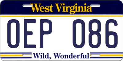 WV license plate OEP086