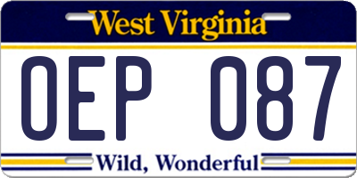 WV license plate OEP087