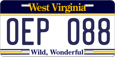 WV license plate OEP088