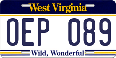 WV license plate OEP089