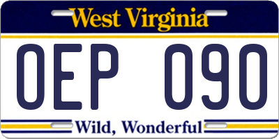 WV license plate OEP090