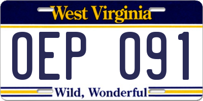 WV license plate OEP091