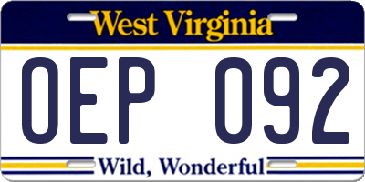 WV license plate OEP092