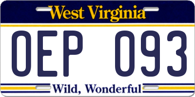 WV license plate OEP093