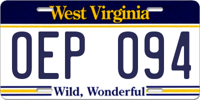 WV license plate OEP094