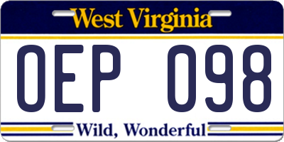 WV license plate OEP098