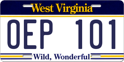 WV license plate OEP101