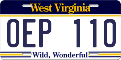 WV license plate OEP110