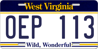 WV license plate OEP113