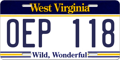 WV license plate OEP118