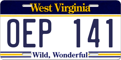 WV license plate OEP141