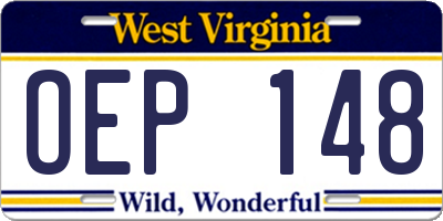 WV license plate OEP148