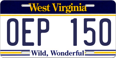 WV license plate OEP150