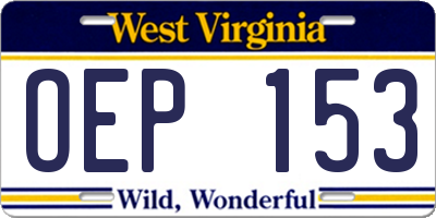 WV license plate OEP153