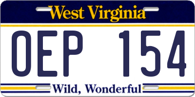 WV license plate OEP154