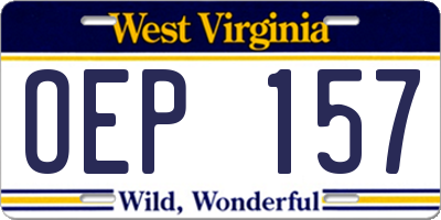 WV license plate OEP157