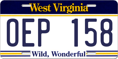 WV license plate OEP158